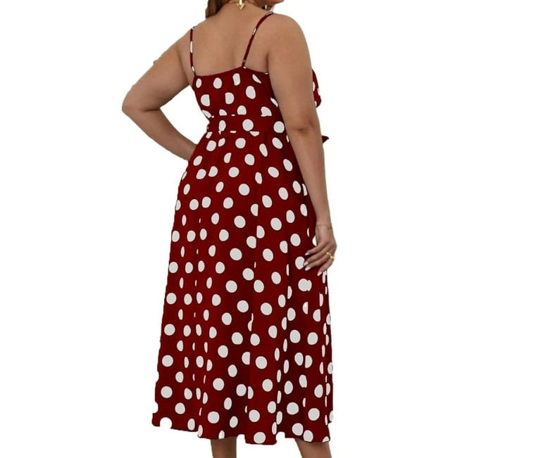 Big Polka Dot Spaghetti Midi Dress