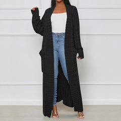 Knitted Dual Pocket Drop Shoulder Cardigan