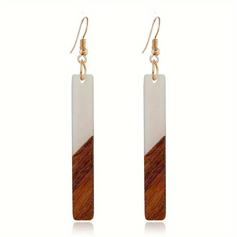 Rectangle Wooden Geometric Earring