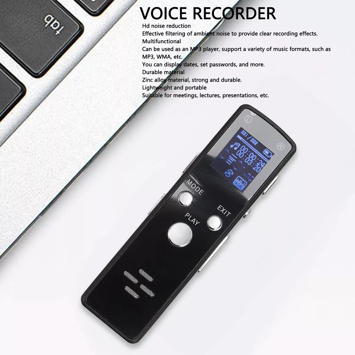 Digital Voice Recorder Portable Tape Recorder MP3 Player 8GB