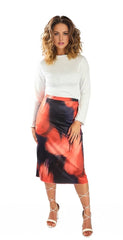 Tie Dye Fire Midi Skirt