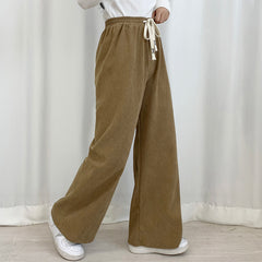 Velvet Wide Leg High Waist Trousers