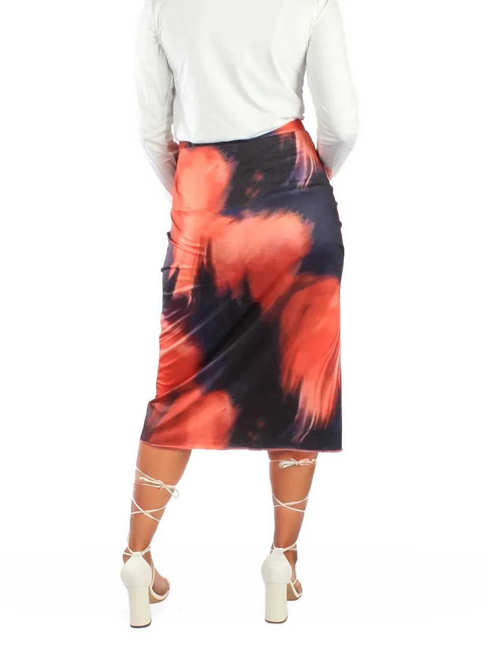 Tie Dye Fire Midi Skirt