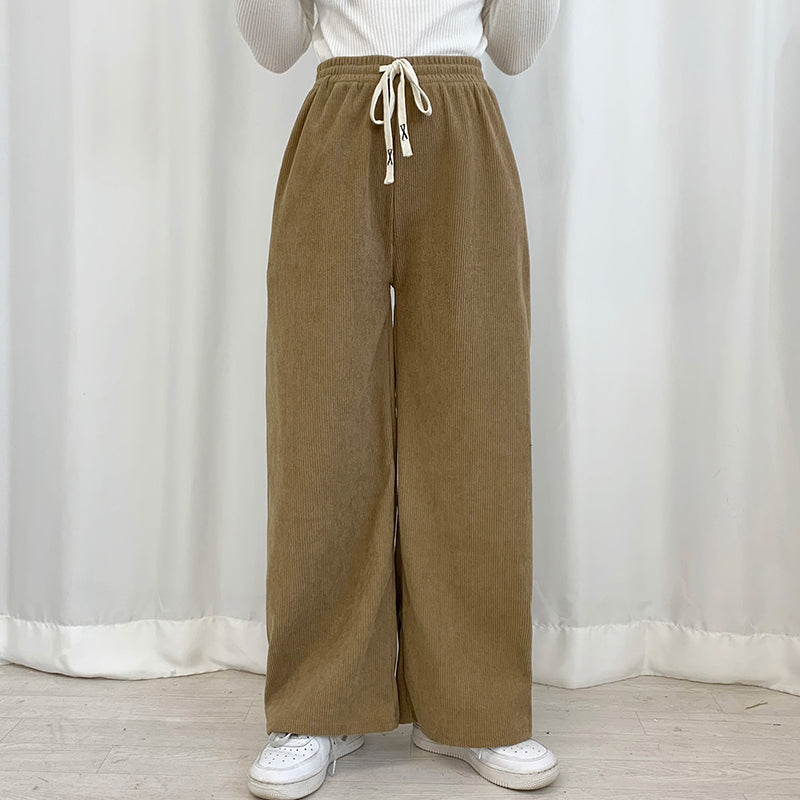 Velvet Wide Leg High Waist Trousers