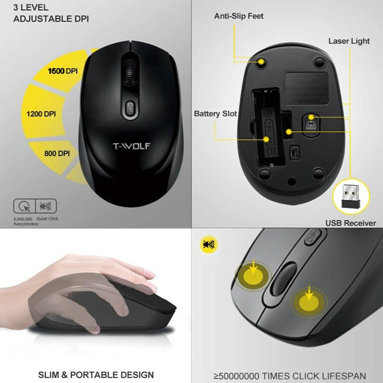 T-WOLF TF-100 2.4G Bluetooth Laptop Office Wireless Keyboard and Mouse Set