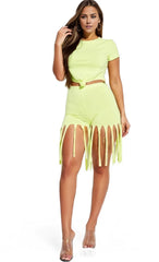 Fringe Shorts and Short T-Shirt Set