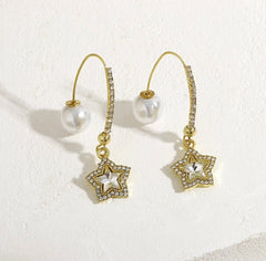 Star Faux Pearl Dangle Earring