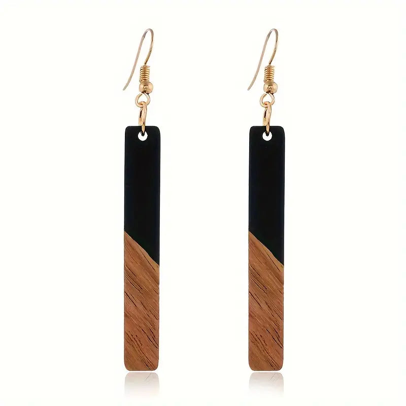 Rectangle Wooden Geometric Earring