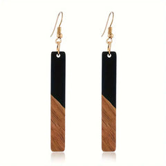 Rectangle Wooden Geometric Earring