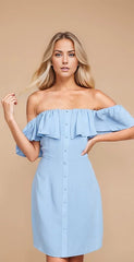 Off Shoulder Frill Mini Dress