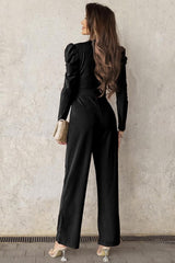 Belted Wide Leg Formal Rompers Jumpsuits