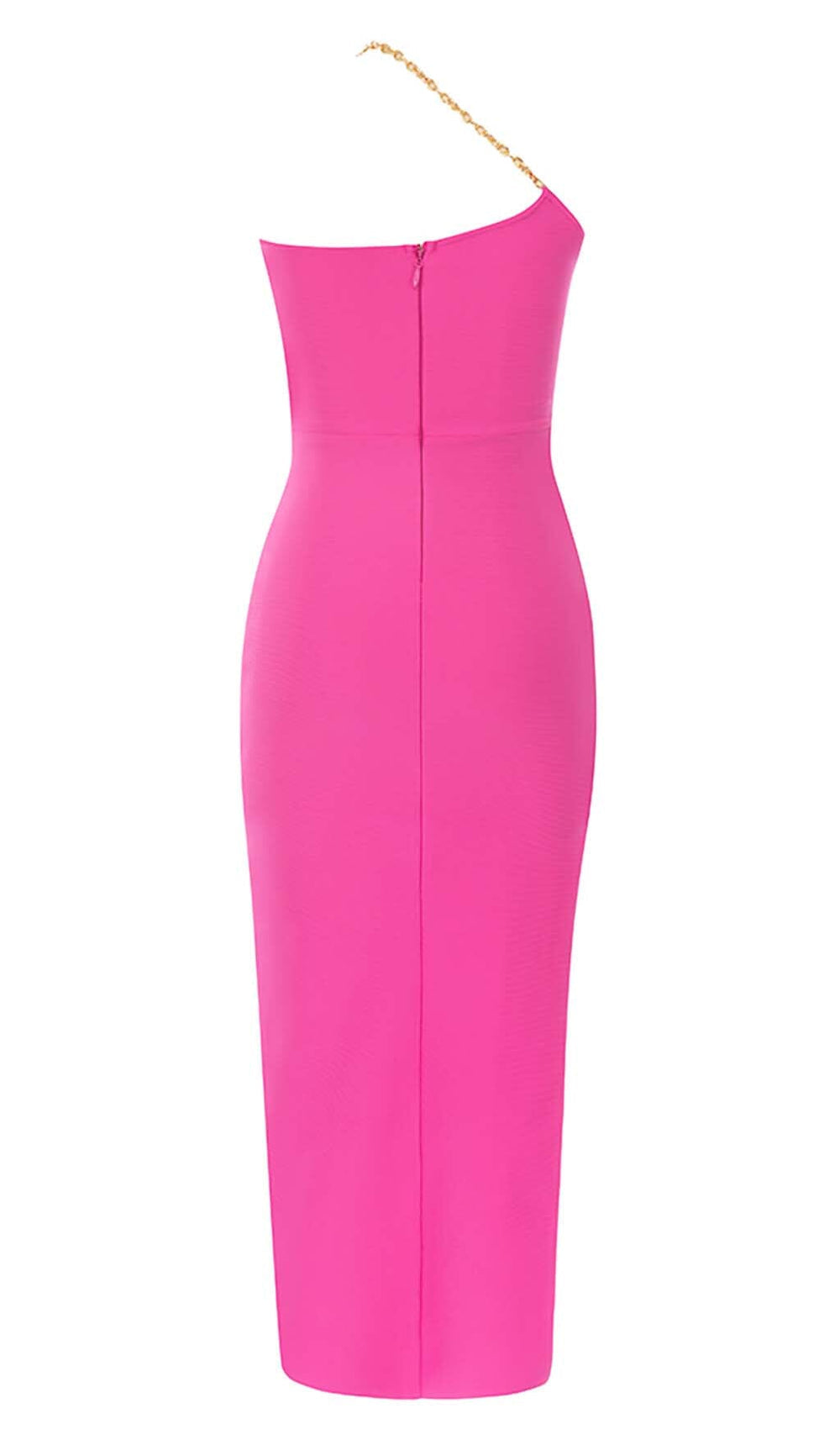 Cut Out Chain Detail One Shoulder Bodycon Dress