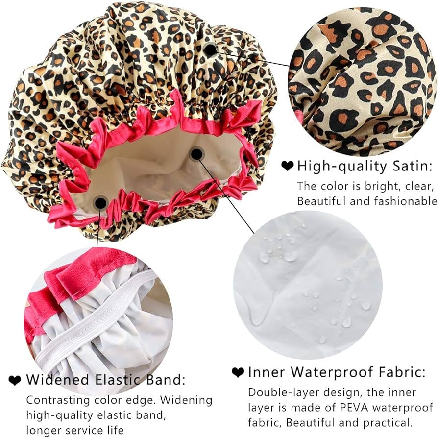 Satin lined shower cap random pattern