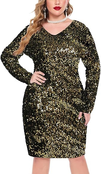 Sparkle Sequin v neck curve mini dress