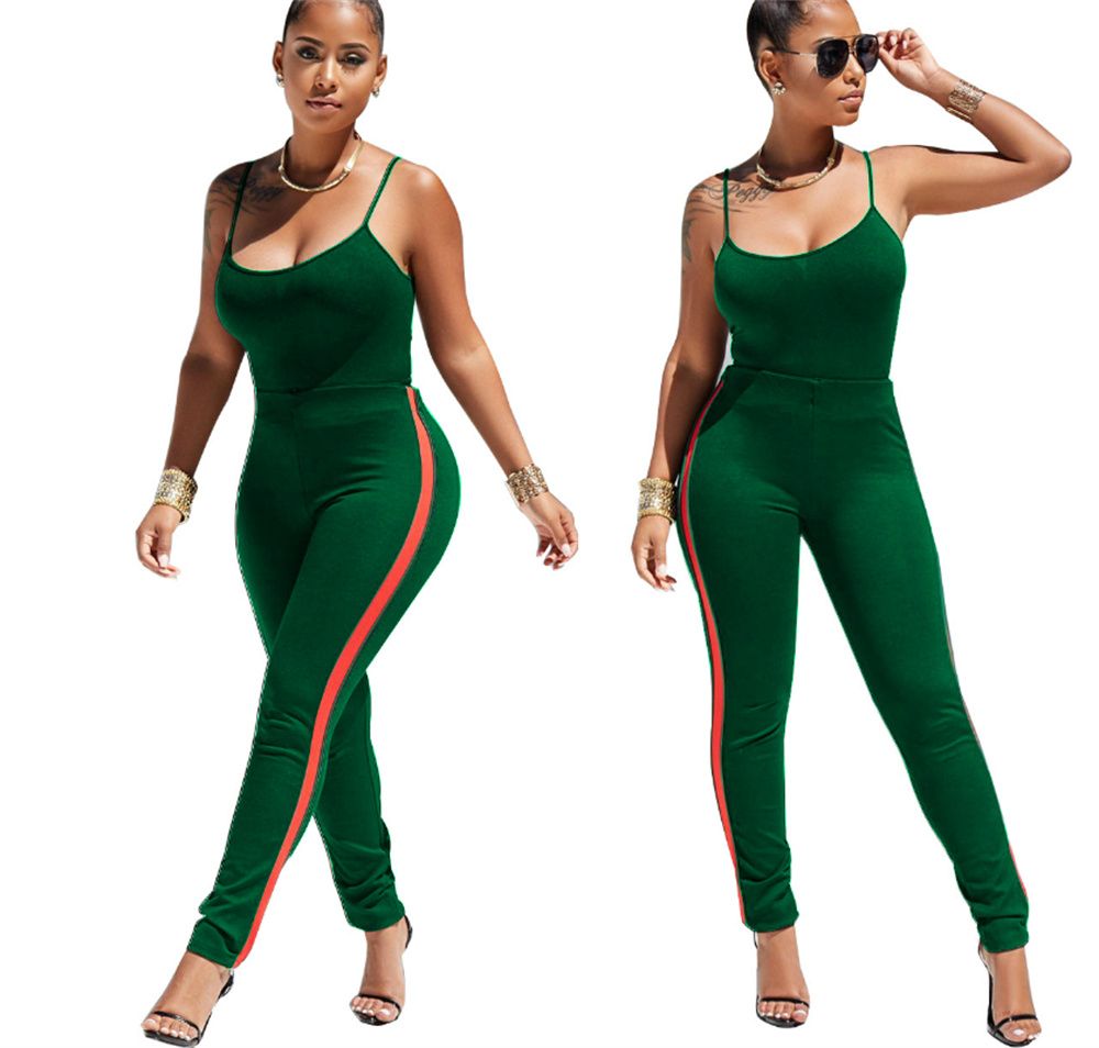 Side Stripe Spaghetti Strap Jumpsuit