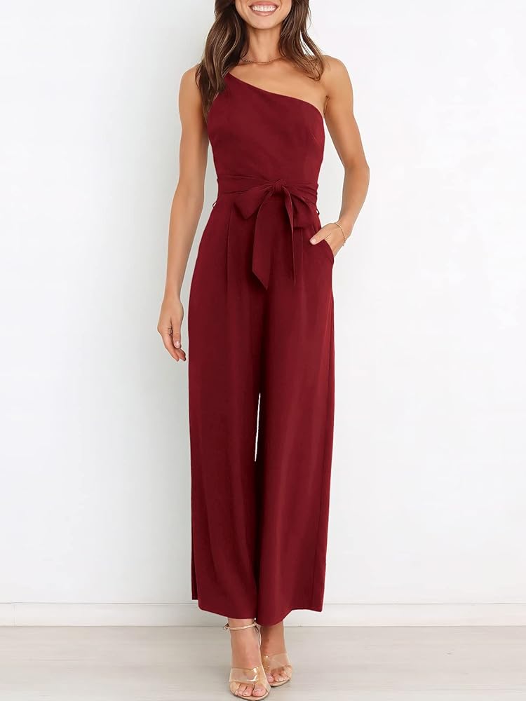 One Shoulder Jumpsuit With Pockets With No Belt