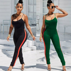 Side Stripe Spaghetti Strap Jumpsuit