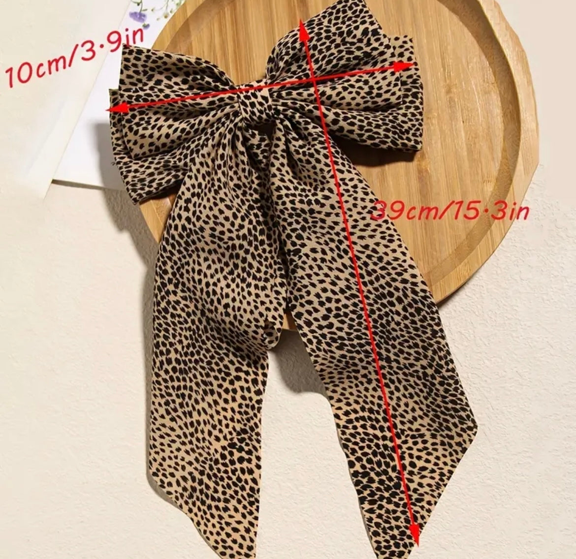 Leopard Print Beige Big Hair Bow Clip