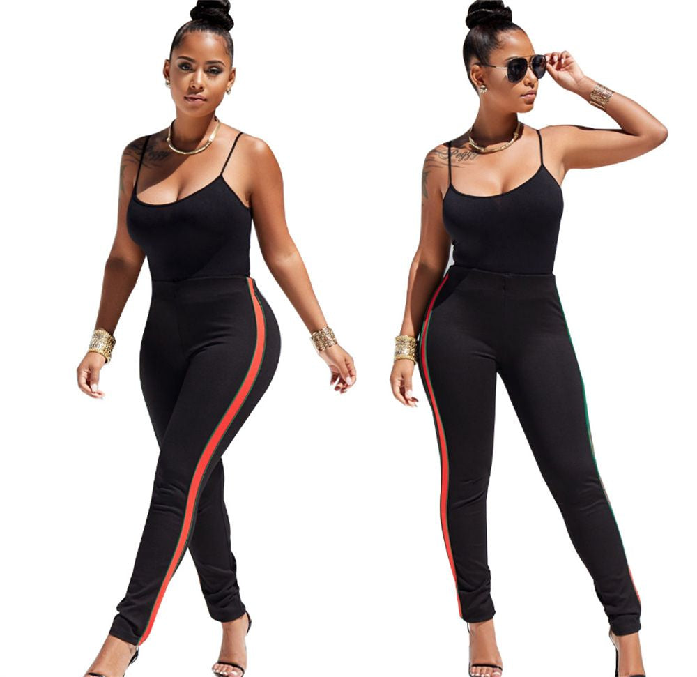 Side Stripe Spaghetti Strap Jumpsuit