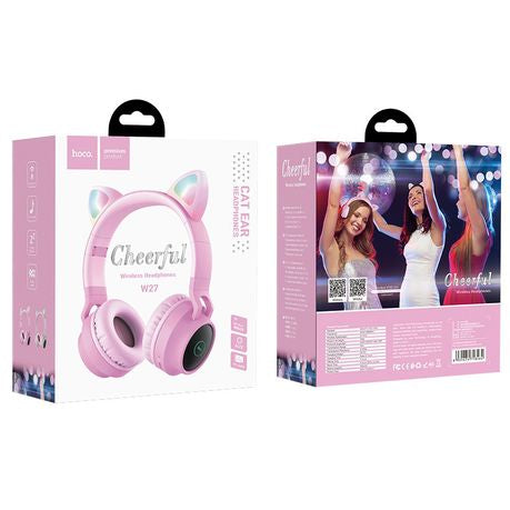 HOCO W27 Wireless Headphones Cat Ear Pink