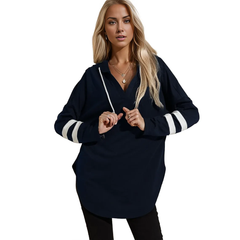 Thin Stripe Hooded Long Sleeve T-Shirt