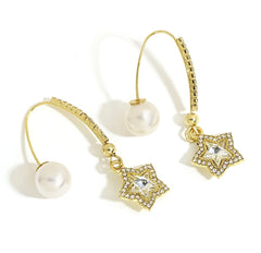 Star Faux Pearl Dangle Earring