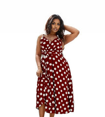 Big Polka Dot Spaghetti Midi Dress