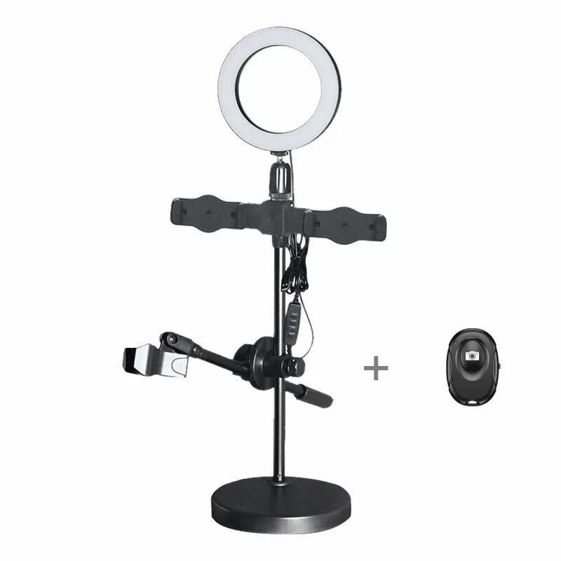 LED Ring Light Selfie Ring Lamp with Phone Holder and Microphone Stand