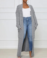 Knitted Dual Pocket Drop Shoulder Cardigan