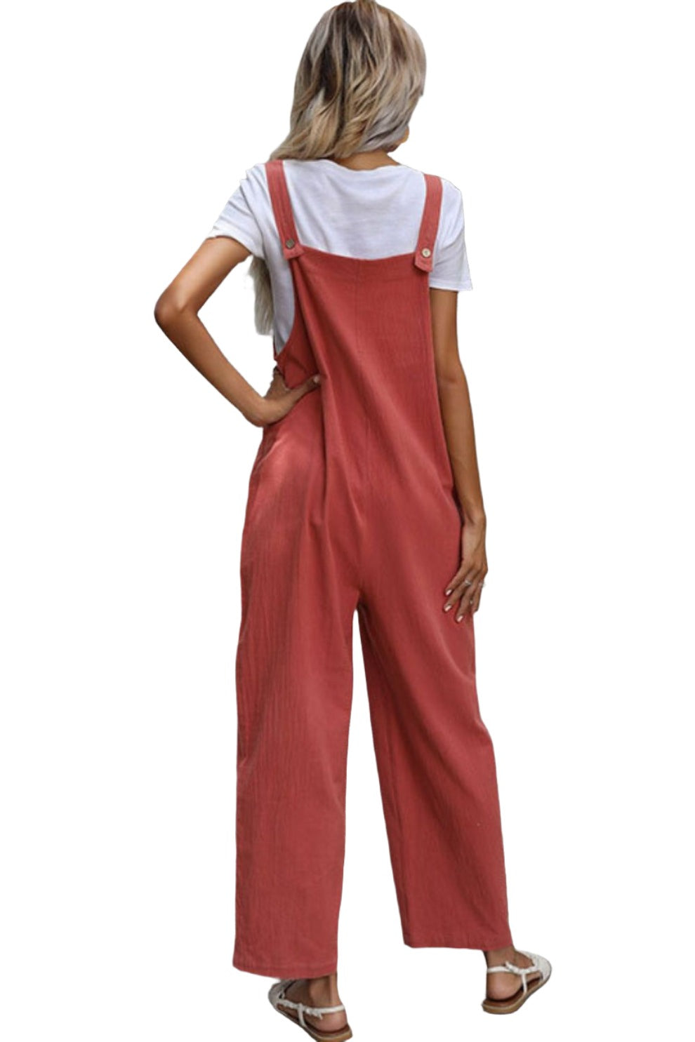 Dual Pocket Solid Overall Jumpsuit Without Tee