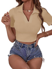 Ribbed Knitted Solid Crop Top