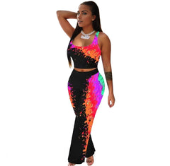 Paint Splash Tank Top And Jogger Long Pants Two Piece Set