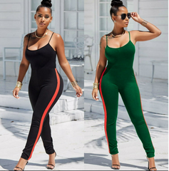 Side Stripe Spaghetti Strap Jumpsuit