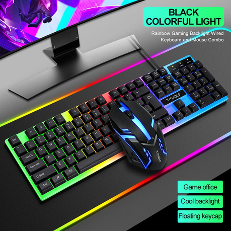 TWolf Rainbow Backlit Game Keyboard and Mouse set TF230