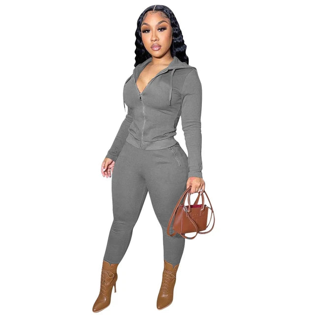 Thick Plush Two Piece Set Hooded Tracksuit
