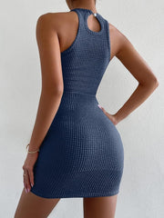 Keyhole Back Halter Bodycon Mini Dress