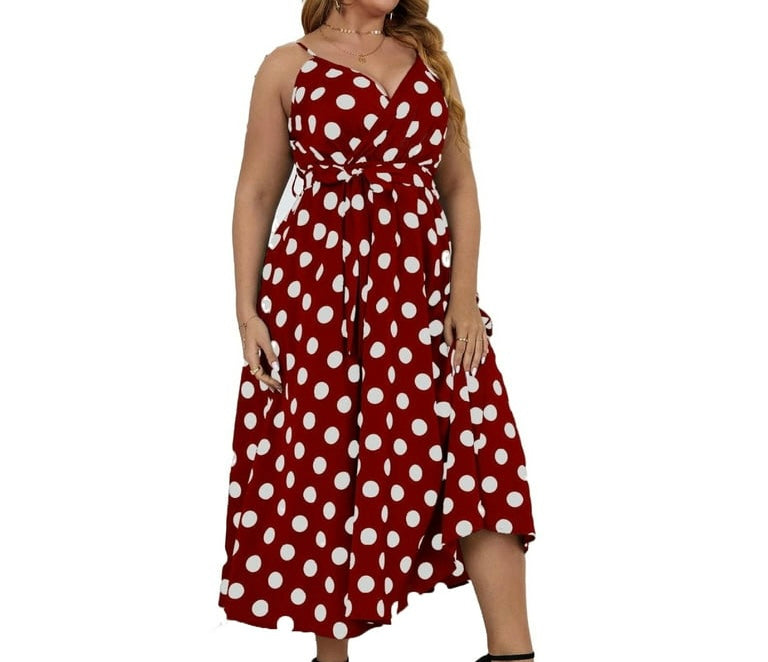 Big Polka Dot Spaghetti Midi Dress