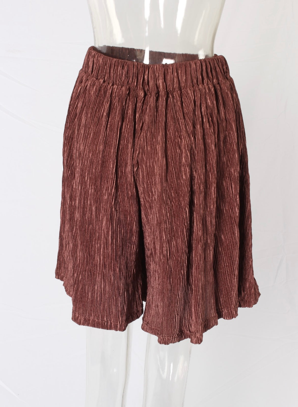 Pleated frill elastic waist shorts