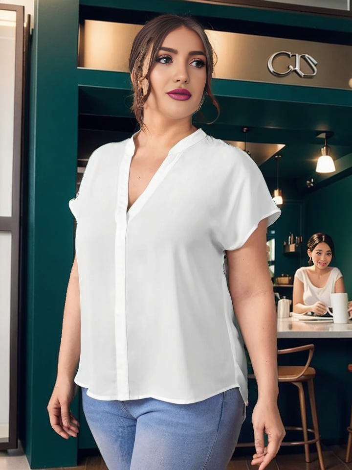 Short levee buttonless blouse