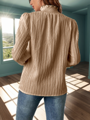 Frenchy Frill Trim Shirred Cuff Blouse