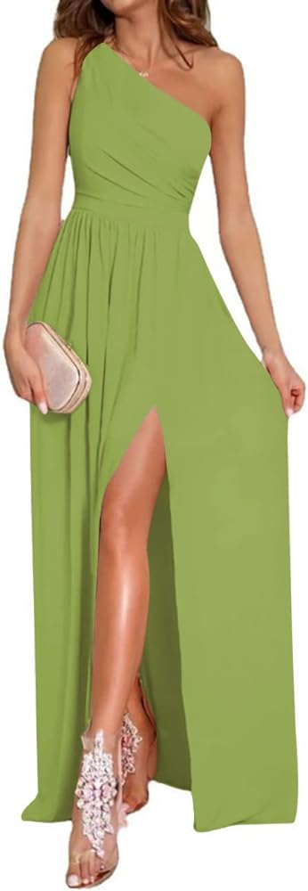 One Shoulder High Split Sleeveless