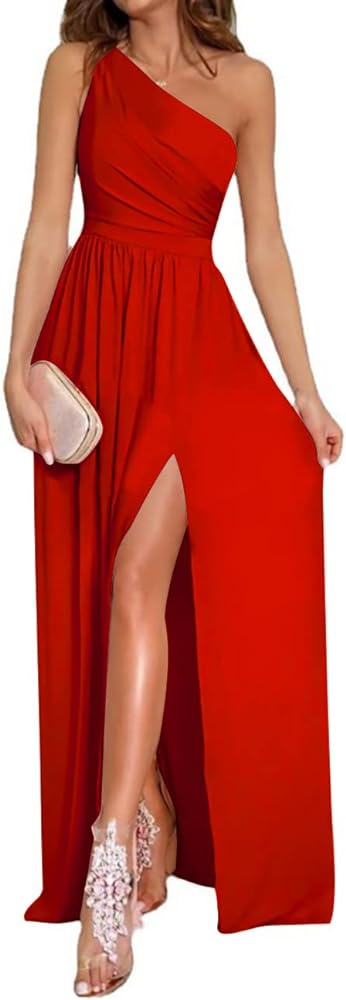 One Shoulder High Split Sleeveless