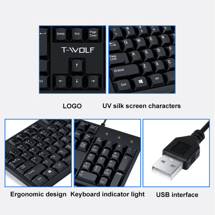 TWOLF T15 105 Keys USB Keyboard