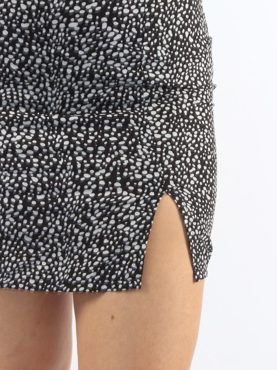 Split Hem Dalmatian Print Mini Skirt