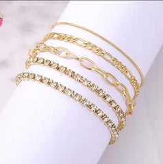 Rhinestone 5pc Layered Bracelet Set