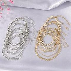 Rhinestone 5pc Layered Bracelet Set