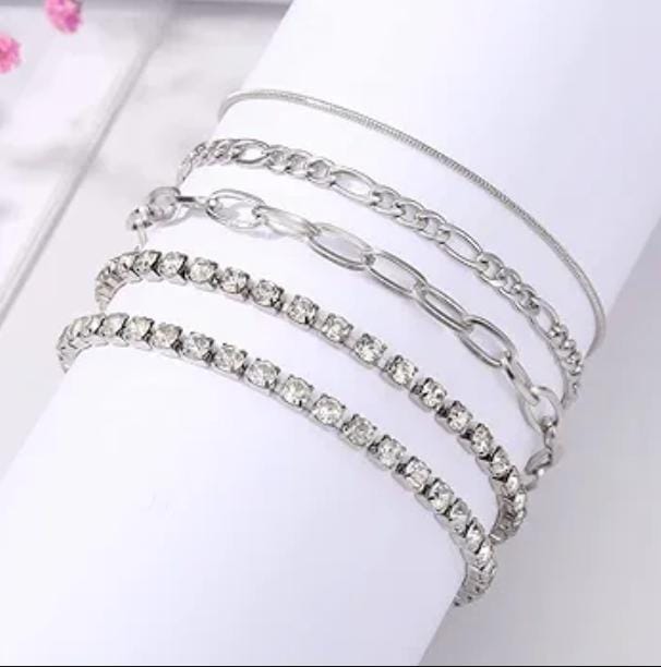 Rhinestone 5pc Layered Bracelet Set