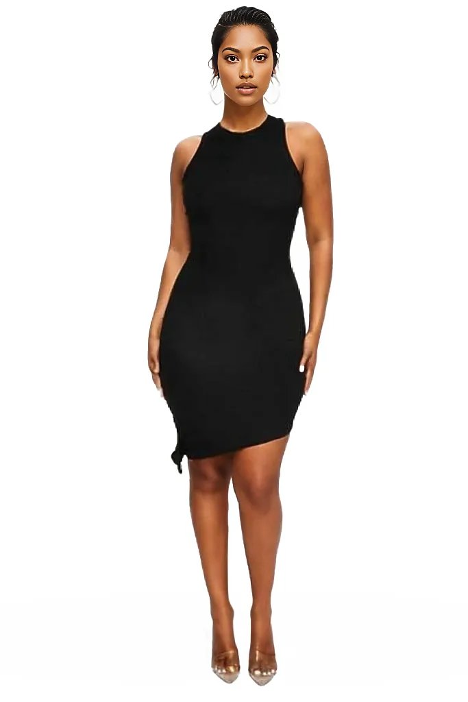 Asymmetrical Midi Mini Sleeveless Dress