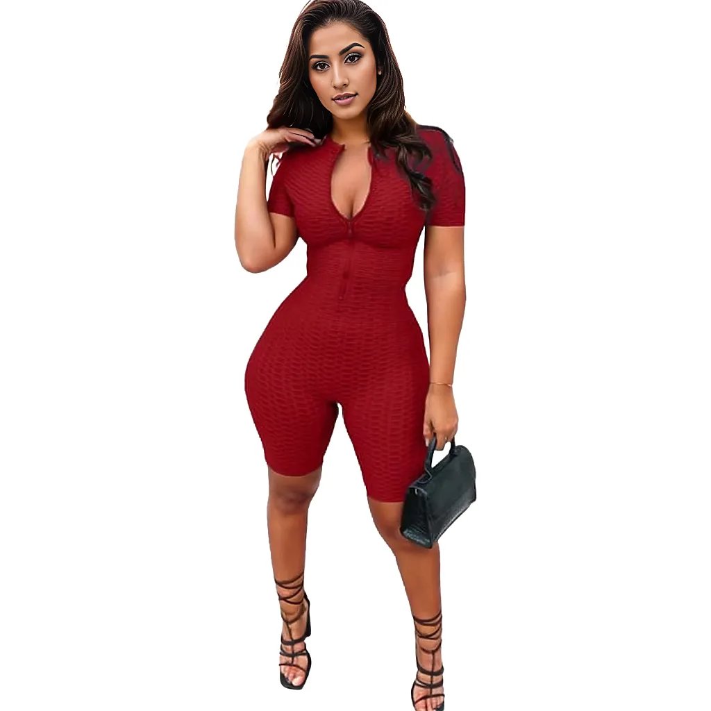 Athleisure Women Casual Sports Short Sleeves Jumpsuit Set