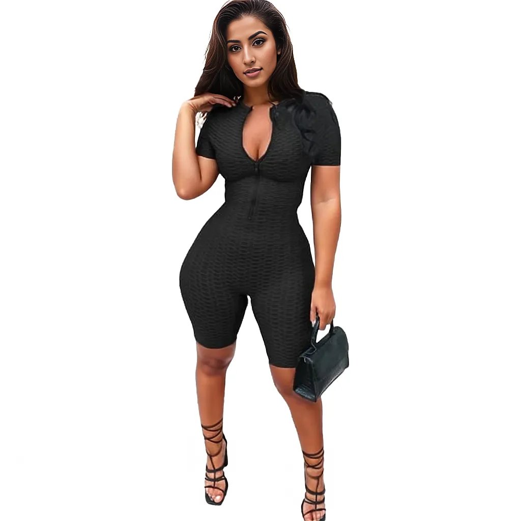 Athleisure Women Casual Sports Short Sleeves Jumpsuit Set